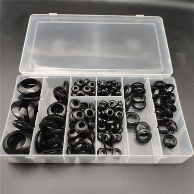 200Pcs Black Universal Car Rubber Grommet Assortment Set Black Electrical Wire Gasket Kit With A  Storage Case