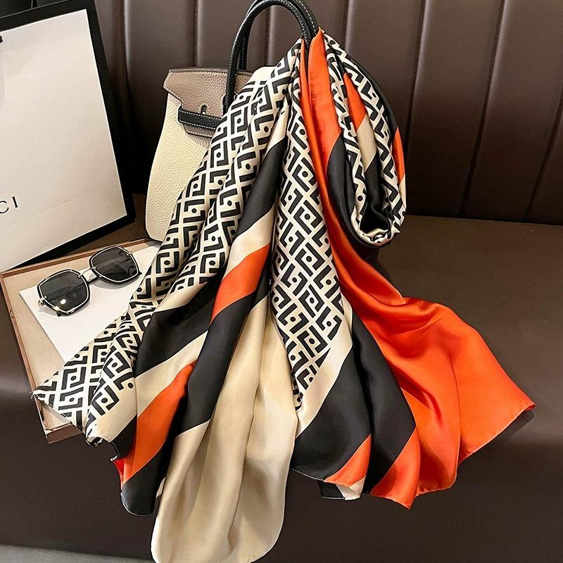 Korean Style Fashionable Satin Scarf Women Sunscreen Shawl Beach Wrap