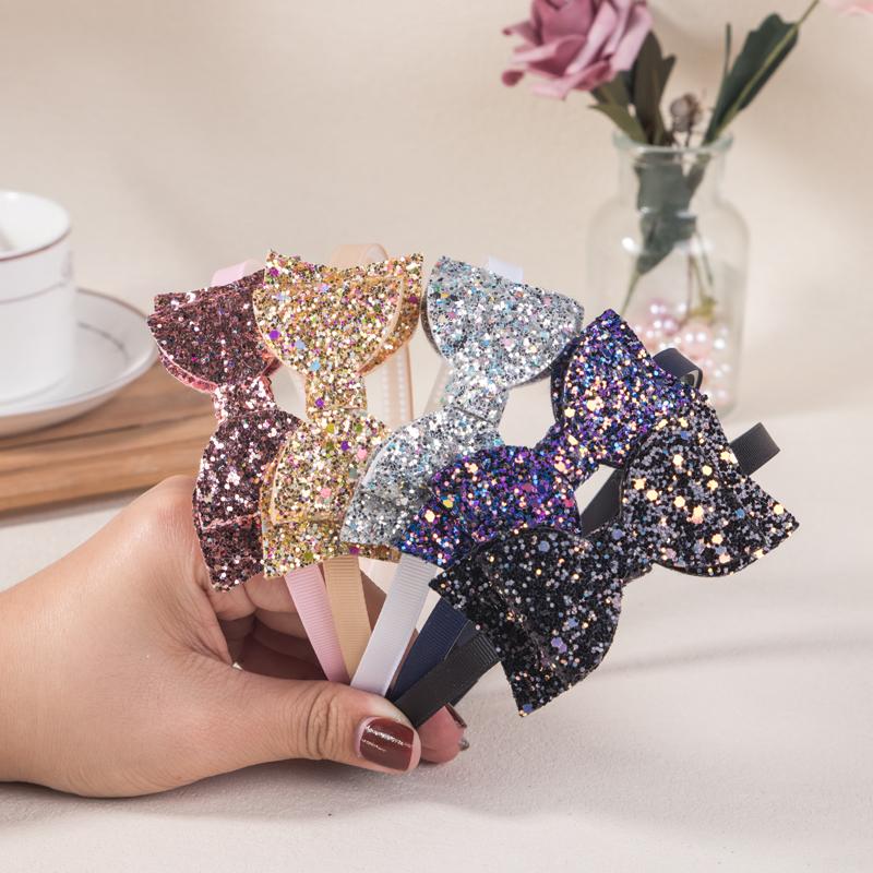 

5pcs Girls Hair Bows Headbands Glitter Bows Hairbands Fashion Children Kids Teeth Plastic Headband Girls Kids Hair Accessories