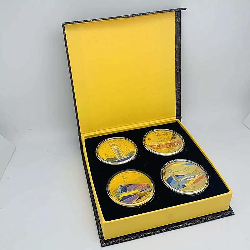 Beijing Water Cube Tourist Scenic Area Bird's Nest Gold Plated Commemorative Medal Creative Gift Linglong Tower Gold Coin 45mm Coin