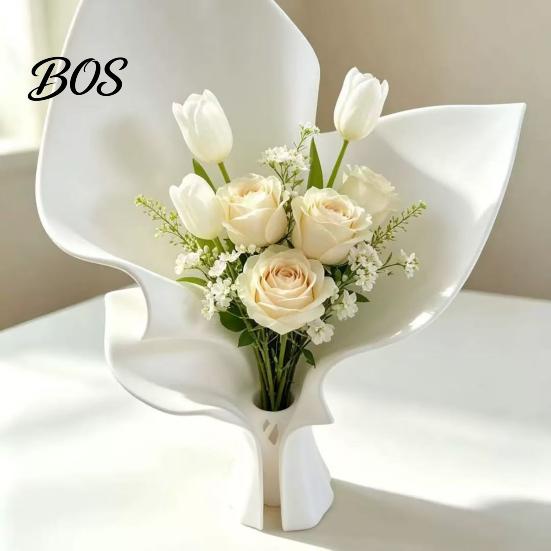 3D Printed Flower Holder Vase for Fresh Flowers, Modern Minimalist Arrangement Home Decoration with Built-in Tube Living Room Desktop Art Ornament