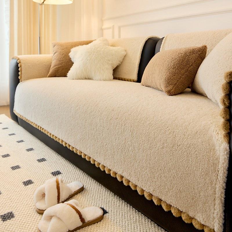 New One Piece Cute and High End Original Sofa Cushion for Autumn and Winter Teddy Fleece Anti Slip Sofa Cover Cover