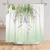 Watercolor Floral Shower Curtain Leaves Flowers Waterproof Bath Curtain For Bathroom Decor Polyester Fabric With Hooks Included