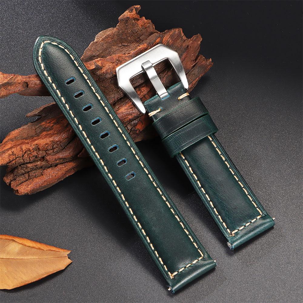 Premium Retro Oil Wax Genuine Leather Watchband Men's Soft Calfskin Strap for Seiko for Panerai 20mm 22mm 24mm 26mm Wristband