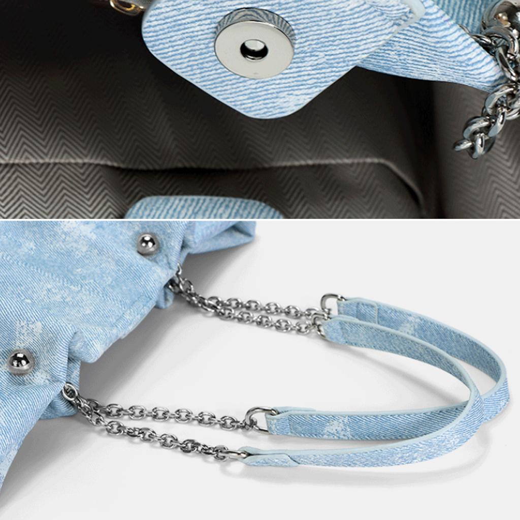 Trendy Fashion Blue Women Shoulder Bag Tote Bags Ladies Simple Shopping Bag Portable Top-Handle Handbags