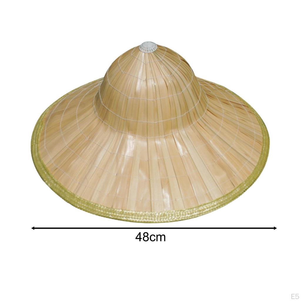 Bamboo Braided Hat Asian for Outdoor Farming Garden Summer