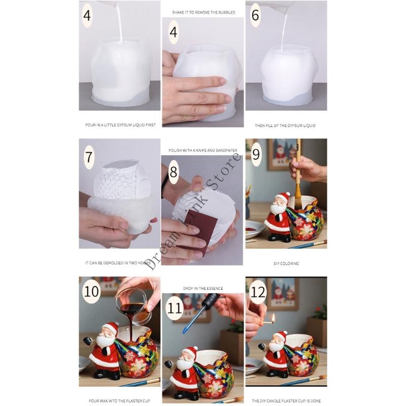 Q1FD Santa Flowerpot Silicone Molds for Making Soap Chocolate Home Decoration Christmas Silicone Mould For Epoxy Resin China Mainland