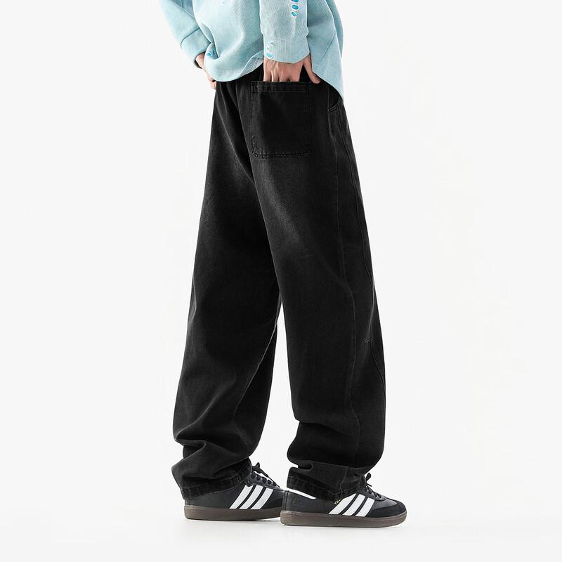 Fingercroxxit Men's American Style Loose Fit Curved Jeans