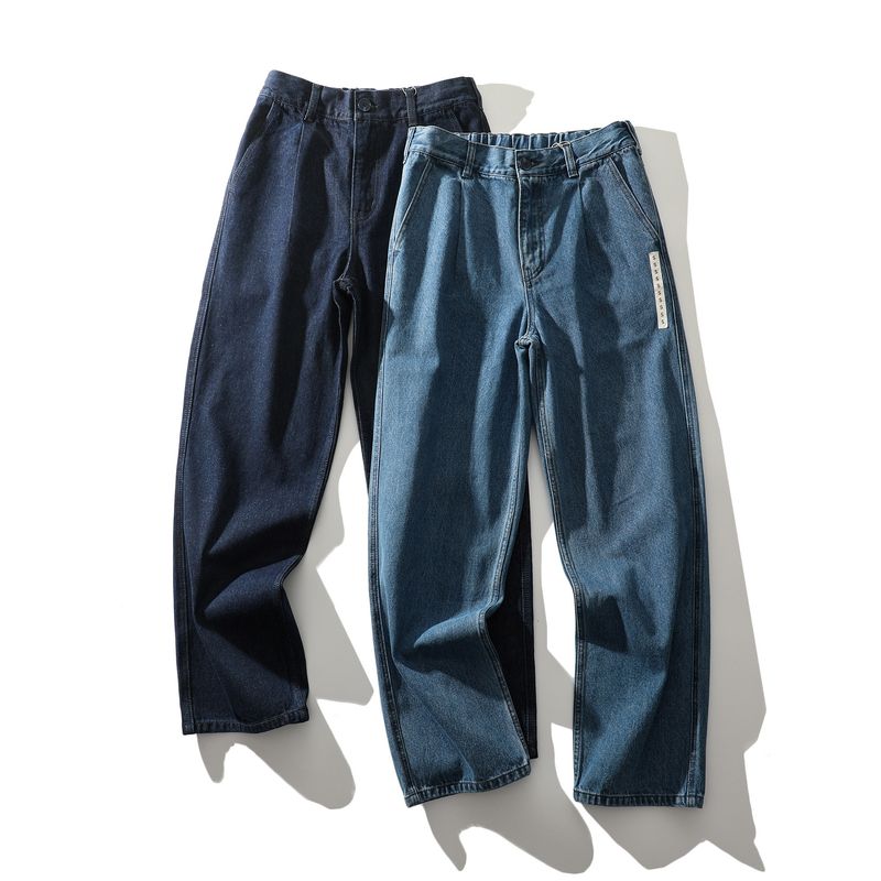 American Retro Style Heavy-Duty Pure Cotton Wide-Leg Jeans for Men, Spring and Autumn Straight Pants, Export Men's Casual Long Pants