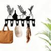 Nordic Style Metal Wall Decor with 6 Hooks for Keys, Vase and Plant Key Holder, Iron Craft for Entryway Bedroom, Natural Theme Gift