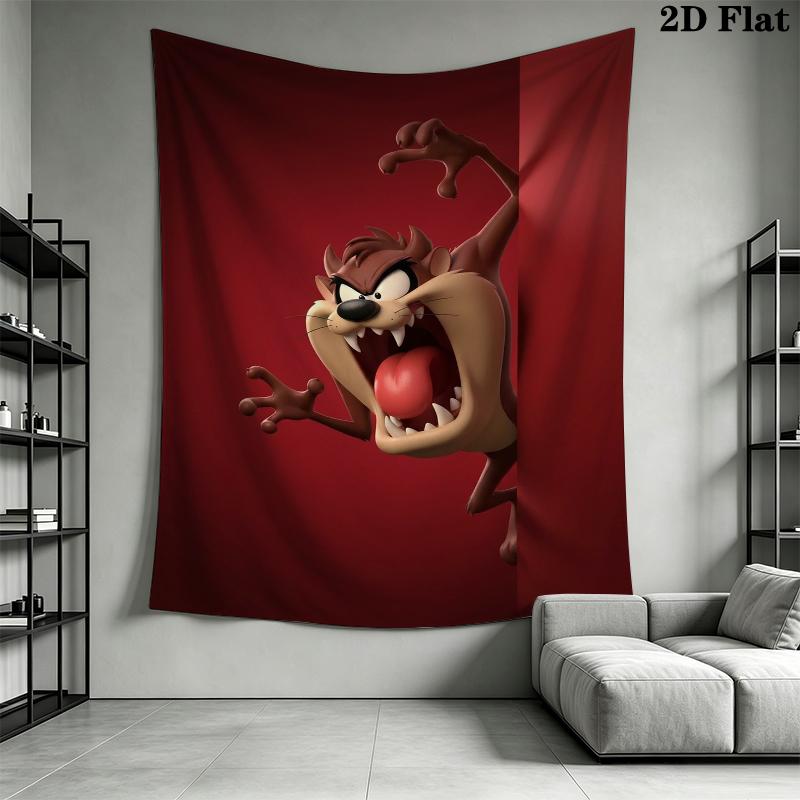 Tazmanian Devil Wall Tapestry Aesthetic Wall Hanging Printed Fabric Blanket Decorative Tapestries for Bedroom Living Room Home Decor