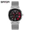 Sanda Men's Fashion Quartz Watch, Mesh Strap, Waterproof, Outdoor Casual, Hollow Wheel Dial.