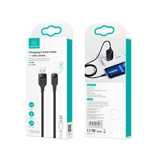 Usams Kabel Lightning  2,4A 1,2Mfast Charging Lithe Series  Czarny/Black Sj565Usb01(Us-Sj565)