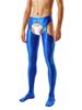 Sexy Men Candy Color Shiny Pencil Pants Sheer See Through Sexy Tight Smooth Elastic Fitness Hollow Out Gym Pants Open Crotch