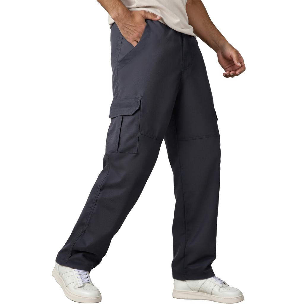 Men's Solid Color Casual Pants Men's Casual Fashion Multi-pocket Overalls