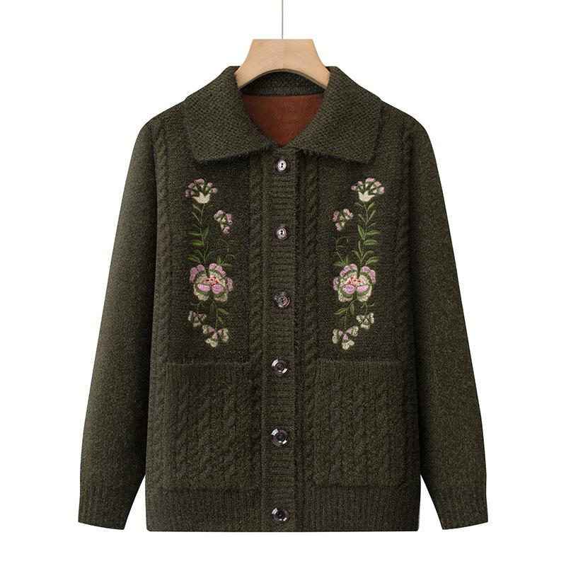 Oma-Stil: Dicker Strick-Cardigan mit Revers & Pullover für ältere Damen - Perfekt für Herbst, Winter & Frühling