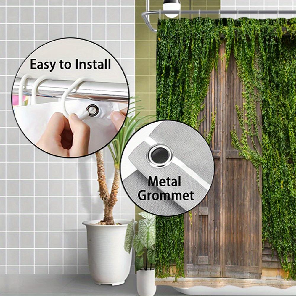 Rustic Ivy-Covered Door Bath Curtain - Vintage Wood & Greenery, Waterproof Home Decor Adds Natural Charm To Your Bathroom
