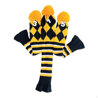 3Pcs Knitted Golf Club Head Cover for Woods Driver Fairway with Number Tags Golfer