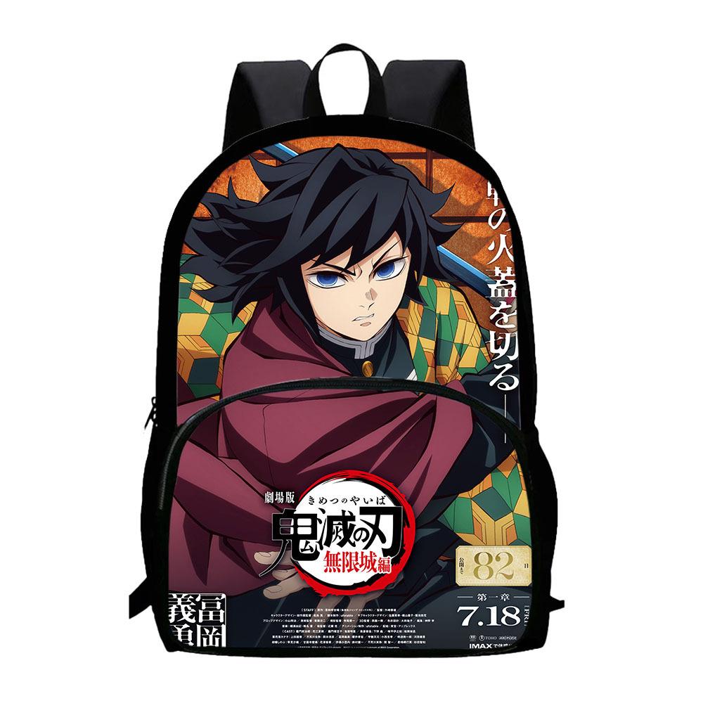 Japonské kreslené komiksy Demon Slayer: Kimetsu no Yaiba - Oblouk Nekonečného hradu Dětský batoh Velkokapacitní batoh s kapsou na zip 0015