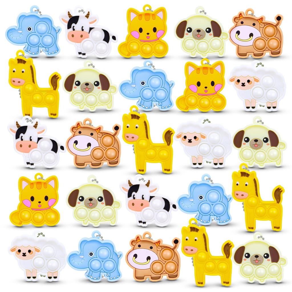 Pioneer Rat Bubble Keychain Set: Epoxy Resin Pop-It Stress Relief Toy & Animal Pendant