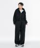 MOZMOZ Terry Brushed Pigment Wide One-Pleat String Training Pants Black