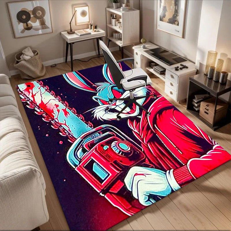 

Looney Tunes Bugs Bunny Chainsaw Graphic Hoodie Office Mat Home Decor Gift For Halloween & Christmas LD19 60cm by 90cm
