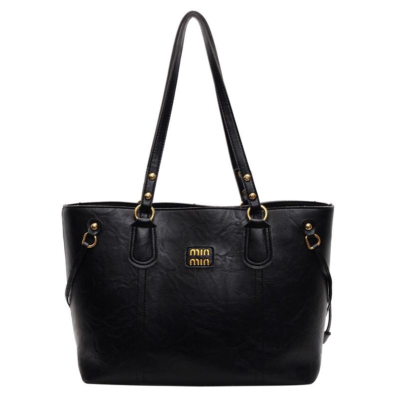 

Large-capacity bag women s new shoulder large bag niche portable college student class commuting tote bag чёрный