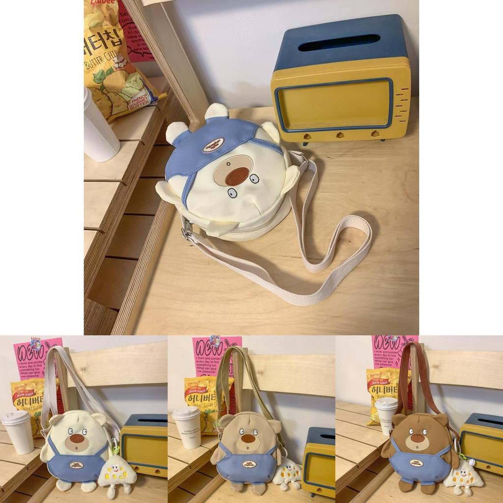 Adorable Cartoon Bear Canvas Shoulder Bag For Students Ultra-light And Cute