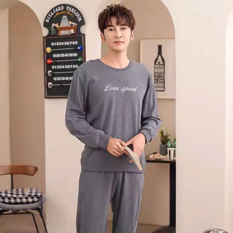Men's Plus Size Long Sleeve Pajama Set: Casual Autumn/Winter Homewear