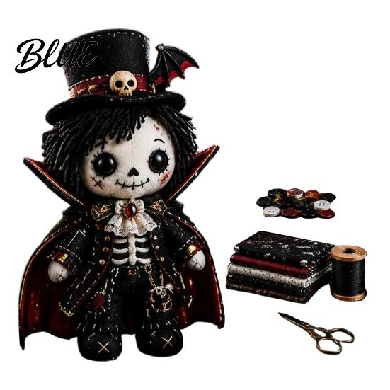 Halloween Sewing Project Skeleton Witch Patchwork Kit Gothic Girl Doll DIY Step-by-step Tutorial Kit for Adults Teens Handmade Gift Beginners
