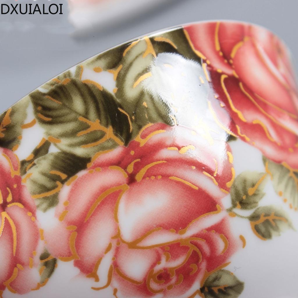 Ceramic European Coffee Cup and Saucer Small Fresh Bone China Ceramic Cup Mug Afternoon Tea Flower Tea Cup 200ML DXUIALOI Gift