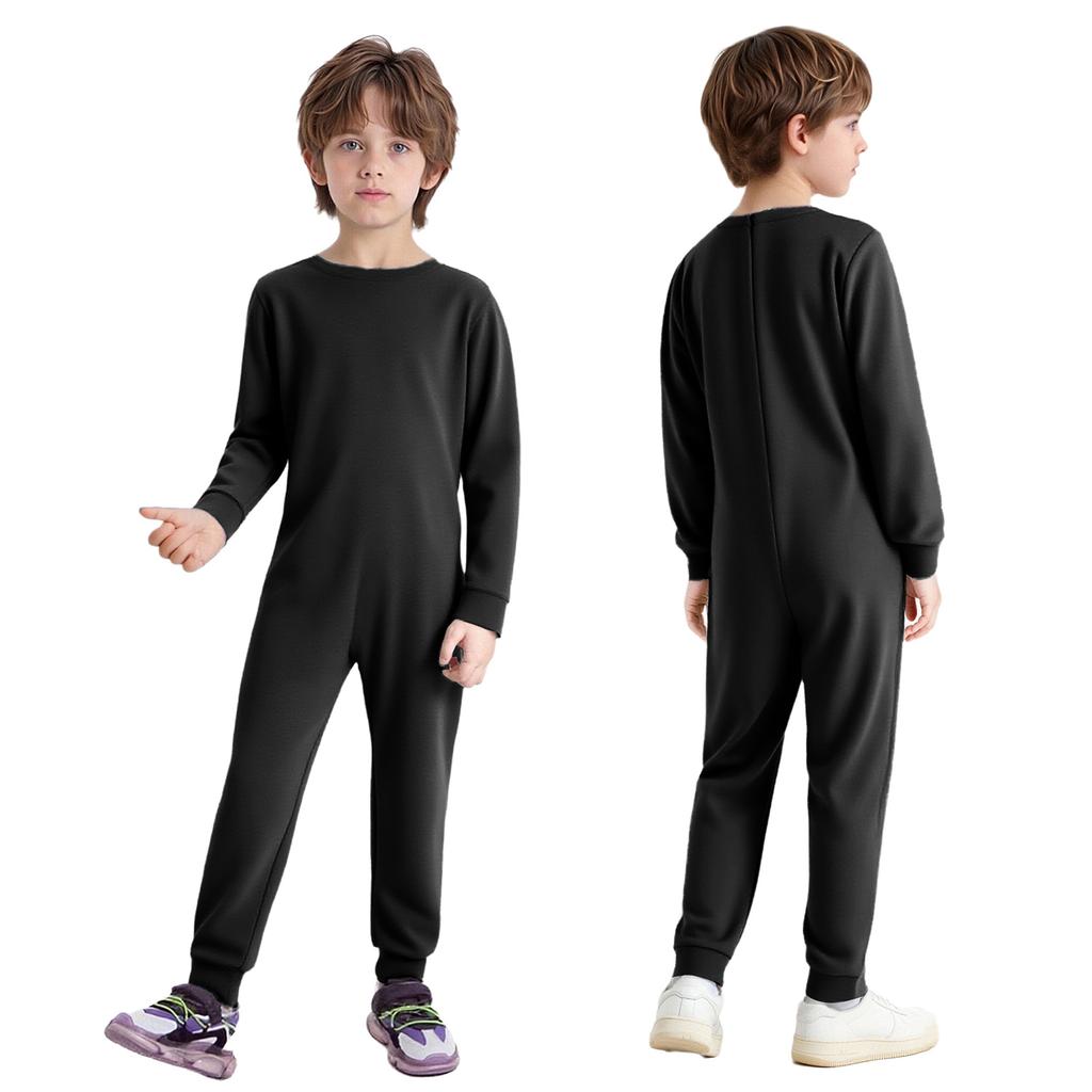 Unisex Kids Adaptive Jumpsuit Special Needs Clothing Back Invisible Zipper Cotton Long Sleeve
