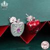 Everjoy Snowflake Apple Asymmetric Stud Earrings, S925 Sterling Silver Christmas Fruit Jewelry for Women