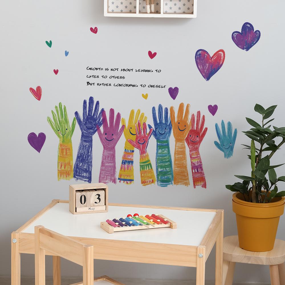 Personalized Hand-painted Palm Heart-shaped Cloud Bedroom Iving Room Commercial Space Beautification and Decoration Wall Stickers