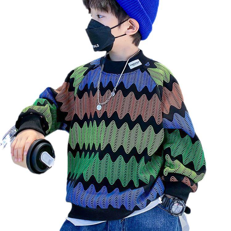 Sweat-shirt à manches longues à imprimé géométrique pour garçon 2023