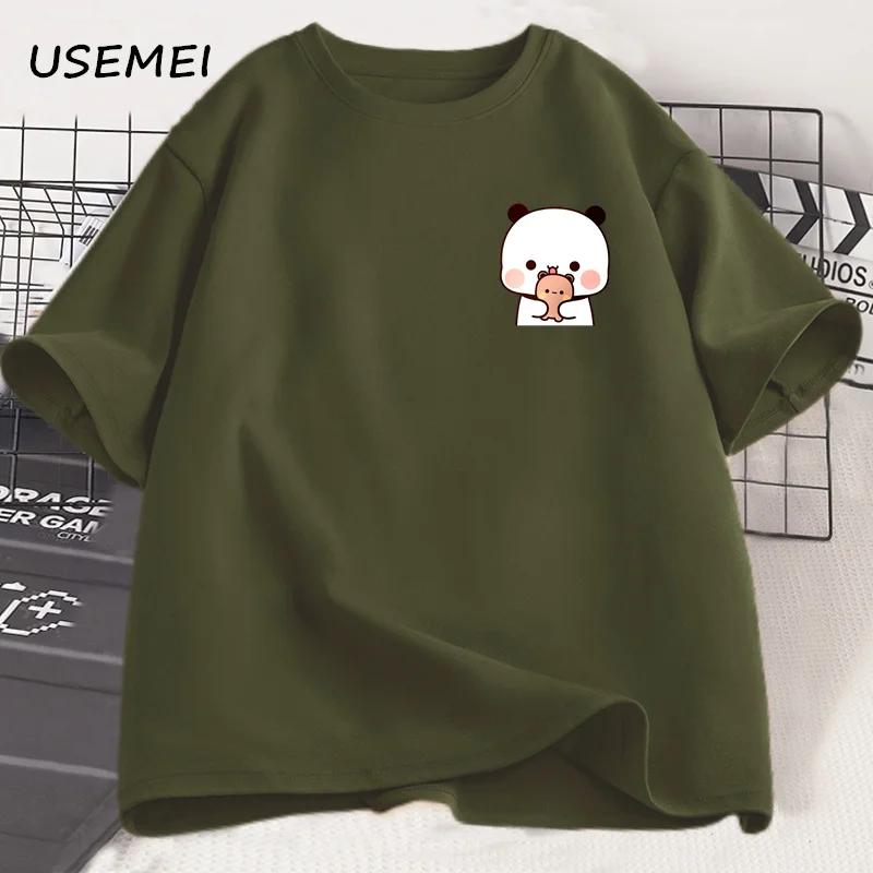 Camiseta Panda Bubu Dudu E Seus Filhotes Moda Engraçada Camiseta de Casal Unissex Moda Casual Mangas Curtas Roupas