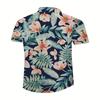 Мужская повседневная рубашка с принтом тропических листьев, с короткими рукавами, быстросохнущая, на пуговицах, модная летняя пляжная одежда