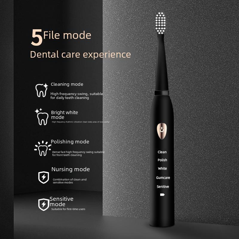 Jian Elektrisches Zahnbürstenset: Wiederaufladbare Schallzahnbürsten für Erwachsene und Paare, Schwarz und Weiß – Kostenloser Versand