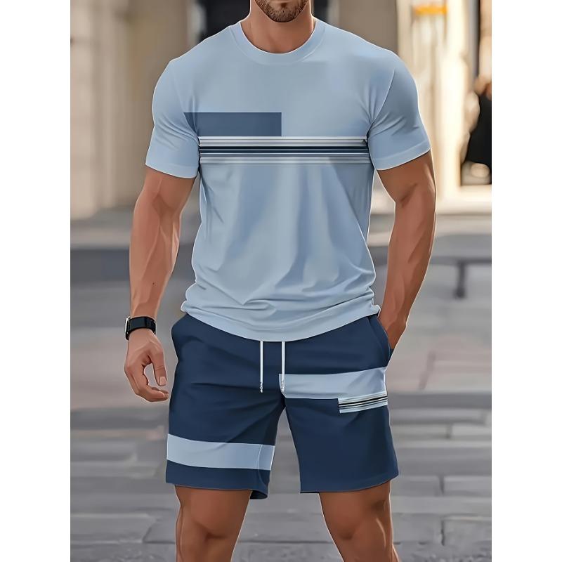 Bestseller Verano 2026 Traje de manga corta para hombre Transpirable casual y moderno Impresión 3D ropa urbana para exteriores