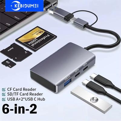 Estação de Docking USB C 6 em 2 TYPE-C para USB3.0/TYPE-C/Leitor de Cartão SD/TF/CF Divisor USB 3.0/2.0 Adaptador OTG Hub USB 3.0