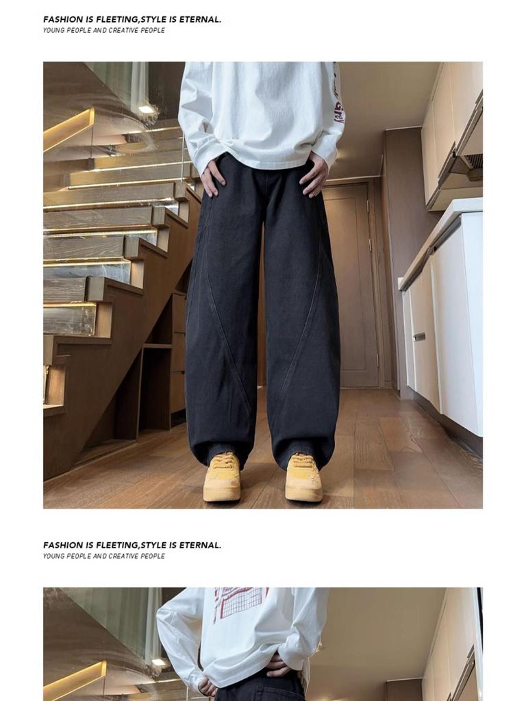 Scimitar Jeans Men's Retro Wide-Leg Distressed Cargo Pants for Fall/Winter