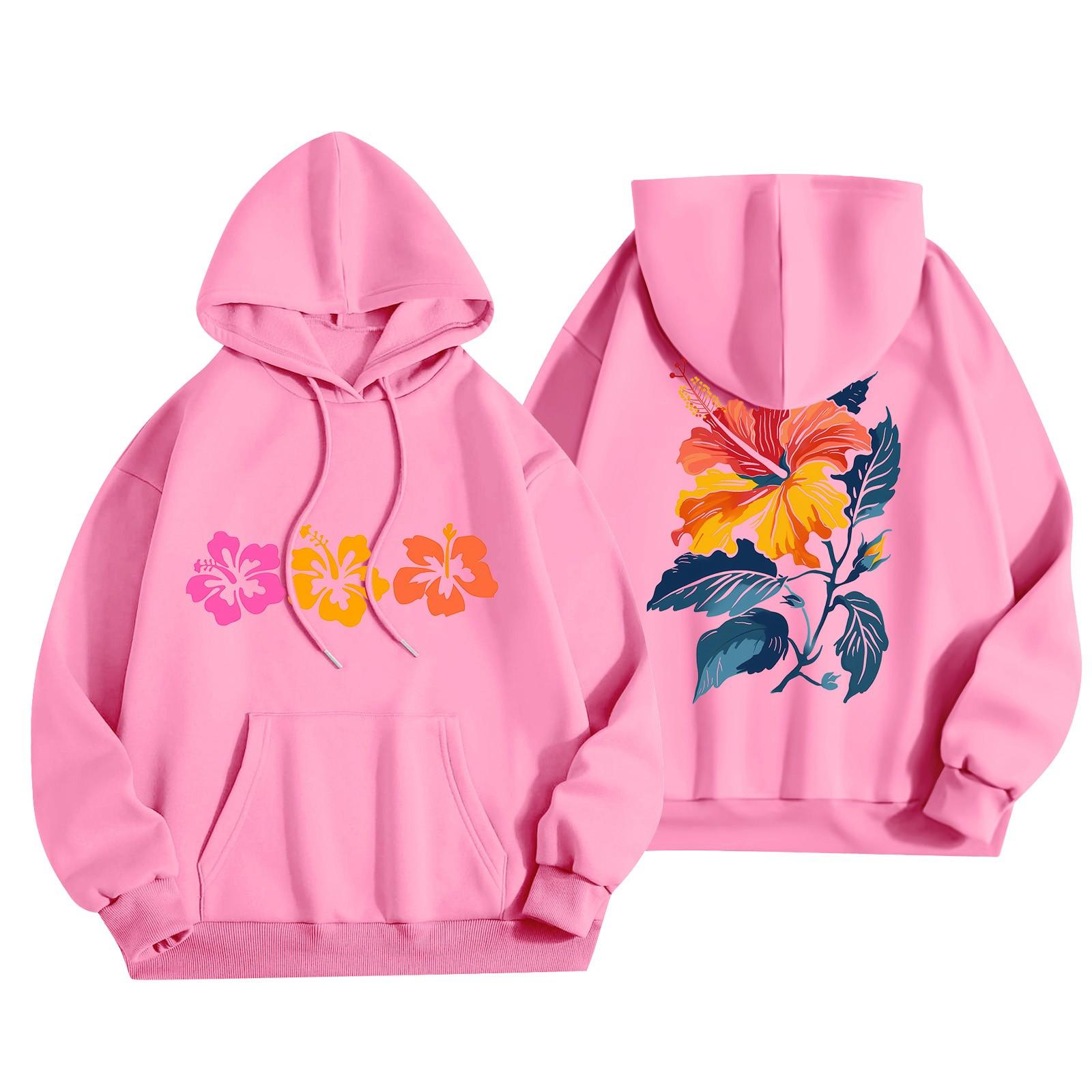 

Женский модный легкий свитер с длинными рукавами и карманами с цветочным принтом M розовый