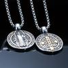 Stainless Steel Saint St. Benedict Collar Medal of San Benito Necklace Men Women Spiritual Virgin Mary Pendant Necklace For Men