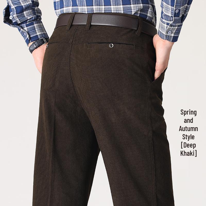 Men's Autumn/Winter Corduroy Pants - Casual Long Trousers for Middle-Aged & Elderly