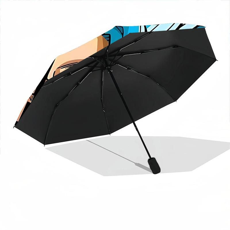 1PC Saiyan Automatic Open/Close Folding Umbrella, Windproof 8 Rib Construction, Lightweight Travel Umbrella for Women/Men,0902057