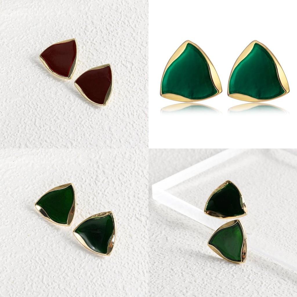 Stylish Geometric Alloy Earrings Modern Versatile Triangular Studs For Women