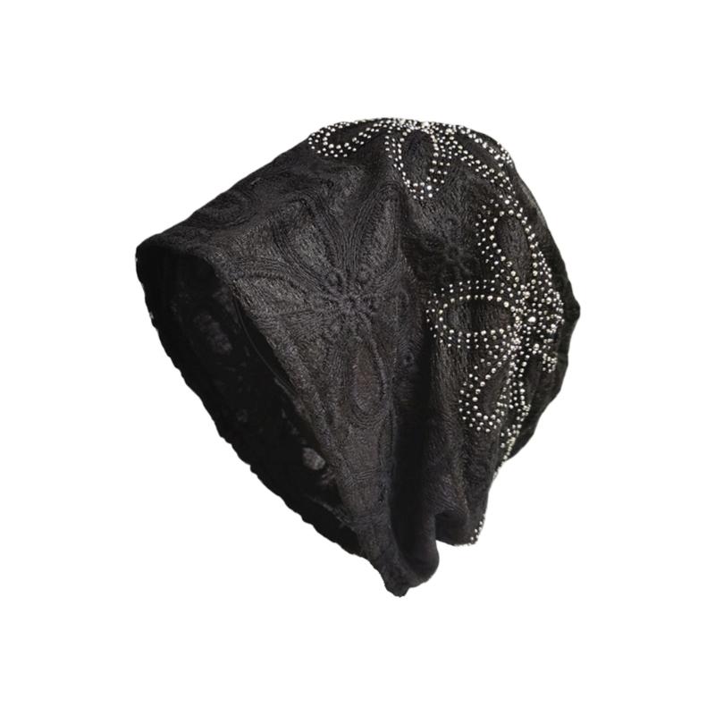 Breathable Crochet Brimless Hat for Spring and Autumn Comfortable Polyester Fabric Skull Hat for Women Daily Outfit