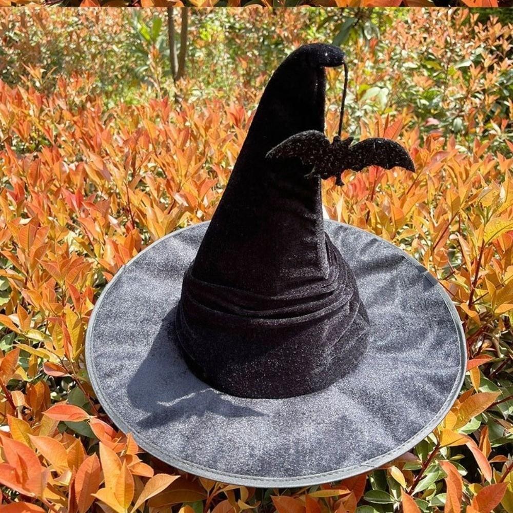 Velvet Halloween Witch Hat Star Halloween Cap Festival Headdress Wizard Cap Dress Up Headgear
