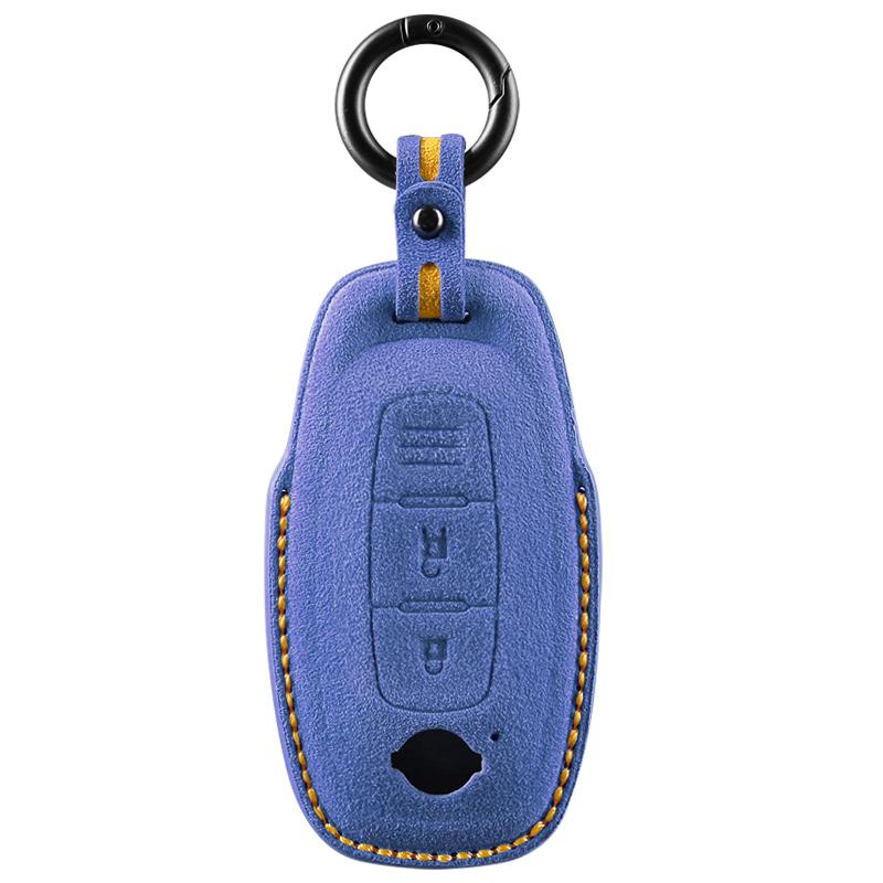 Car Key Case Cover Holder Key Buckle Alcantara For 2022-2023 Nissan X-trail T33 Qashqai J12 Teana Altima Ariya Keychain