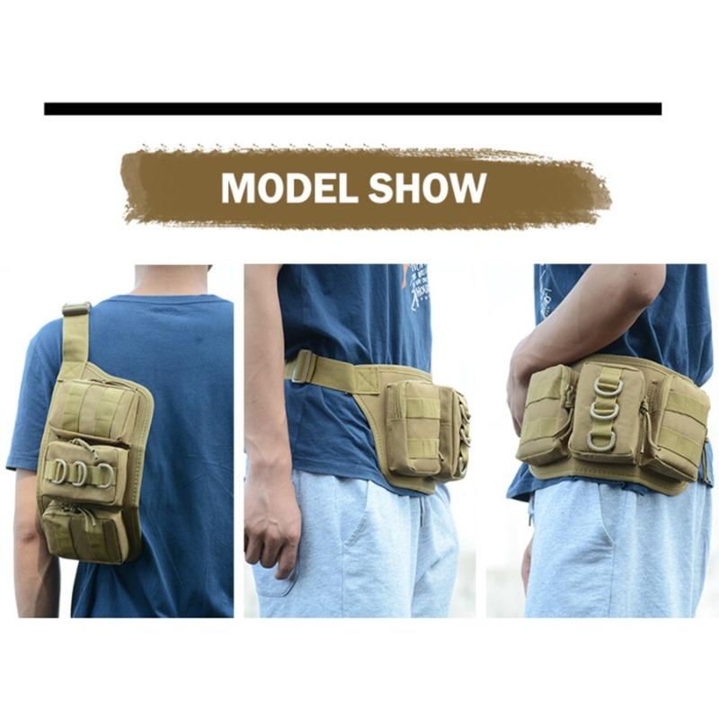 Men's Tactical Waist Bag with System, Hands-Free Outdoor Pack for Camping Hiking Hunting, Durable Nylon Survival Gear